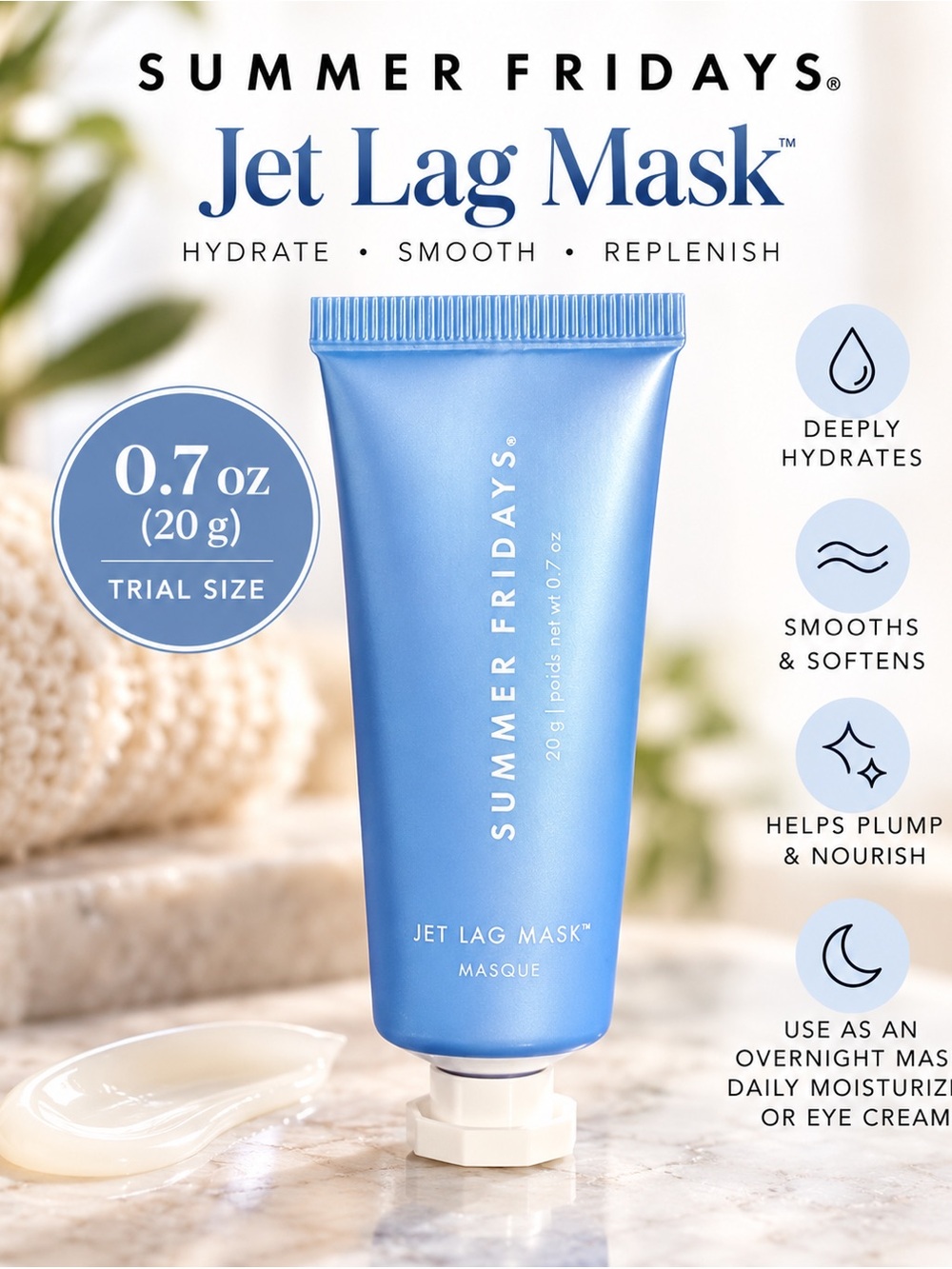 Summer Fridays Jet Lag Mask Hydrating Face Mask 0.7 oz NWT